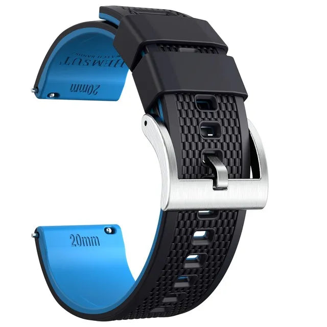 Silicone Smartwatch Bands – 18mm/20mm/22mm Quick Release Rubber Strap for Men & Women, Soft Replacement