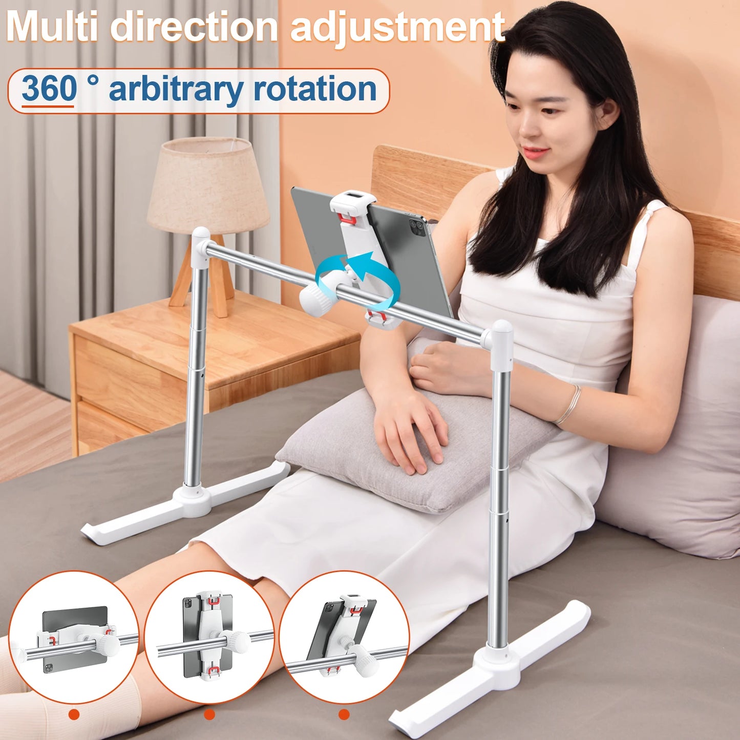 Foldable Bed & Sofa Phone & Tablet Holder – Adjustable Desktop Stand with Angle & Height, Lazy Bracket Clip