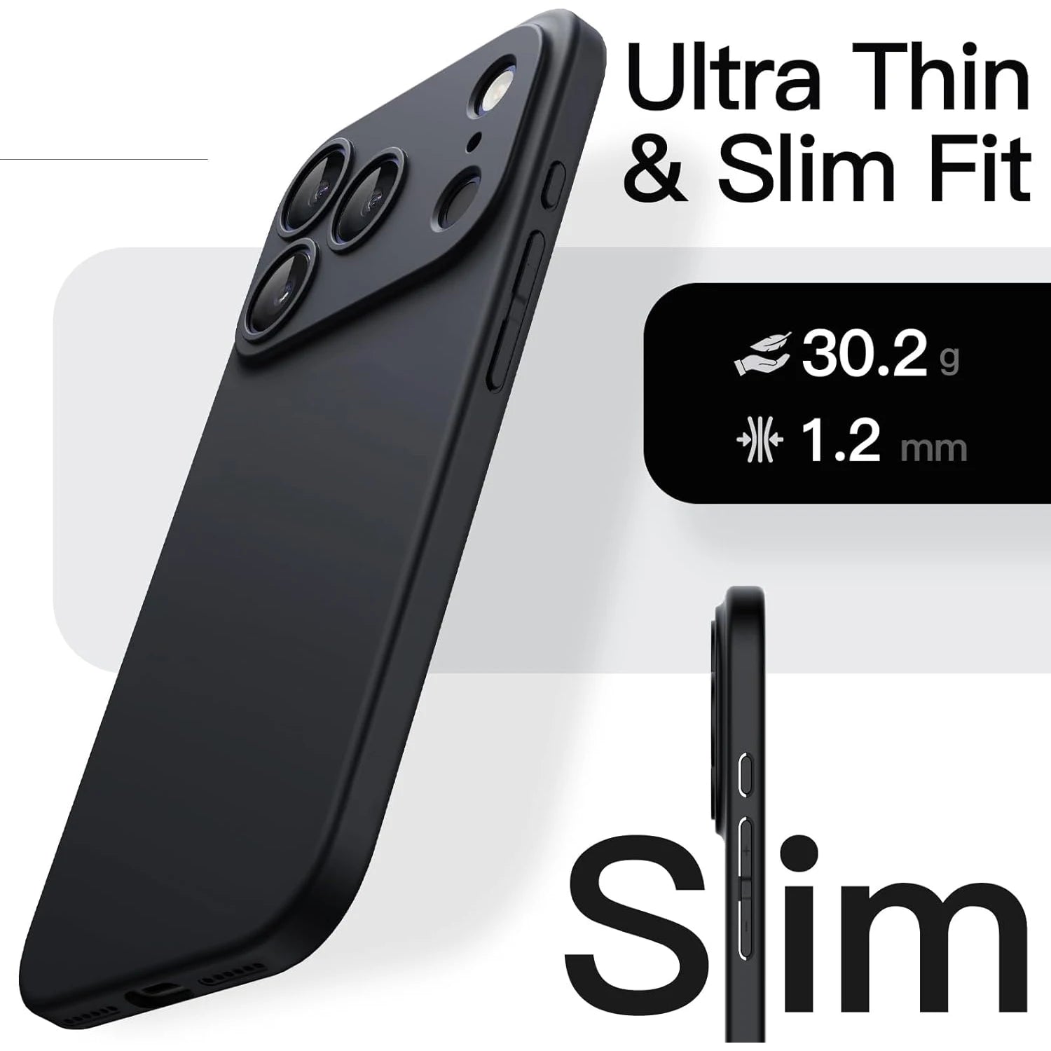 Luxury Full-Black Silicone Phone Case for iPhone 17 Pro Max / 17 Pro / 17 Pro Max – TPU Soft Back Cover