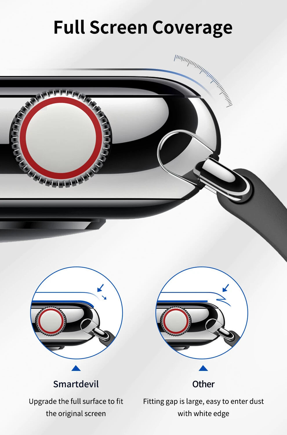 SmartDevil Full Glue Soft Film Screen Protector for Apple Watch – 41mm/45mm, SE, 44mm/40mm, Models 4–8, HD, Easy Install