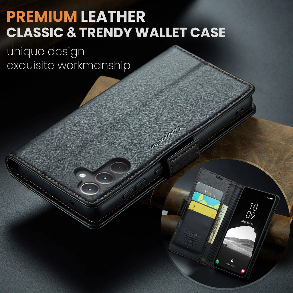 Samsung Galaxy A55 5G / A35 / A25 / A05S (2024) Wallet Case – Card Holder, RFID Blocking, Durable Leather Kickstand Phone Cover