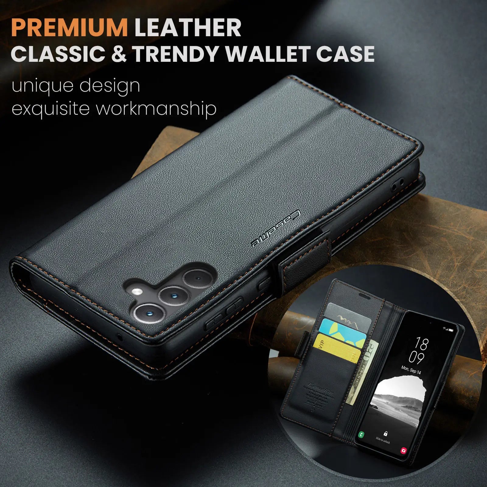 Samsung Galaxy A55 5G / A35 / A25 / A05S (2024) Wallet Case – Card Holder, RFID Blocking, Durable Leather Kickstand Phone Cover