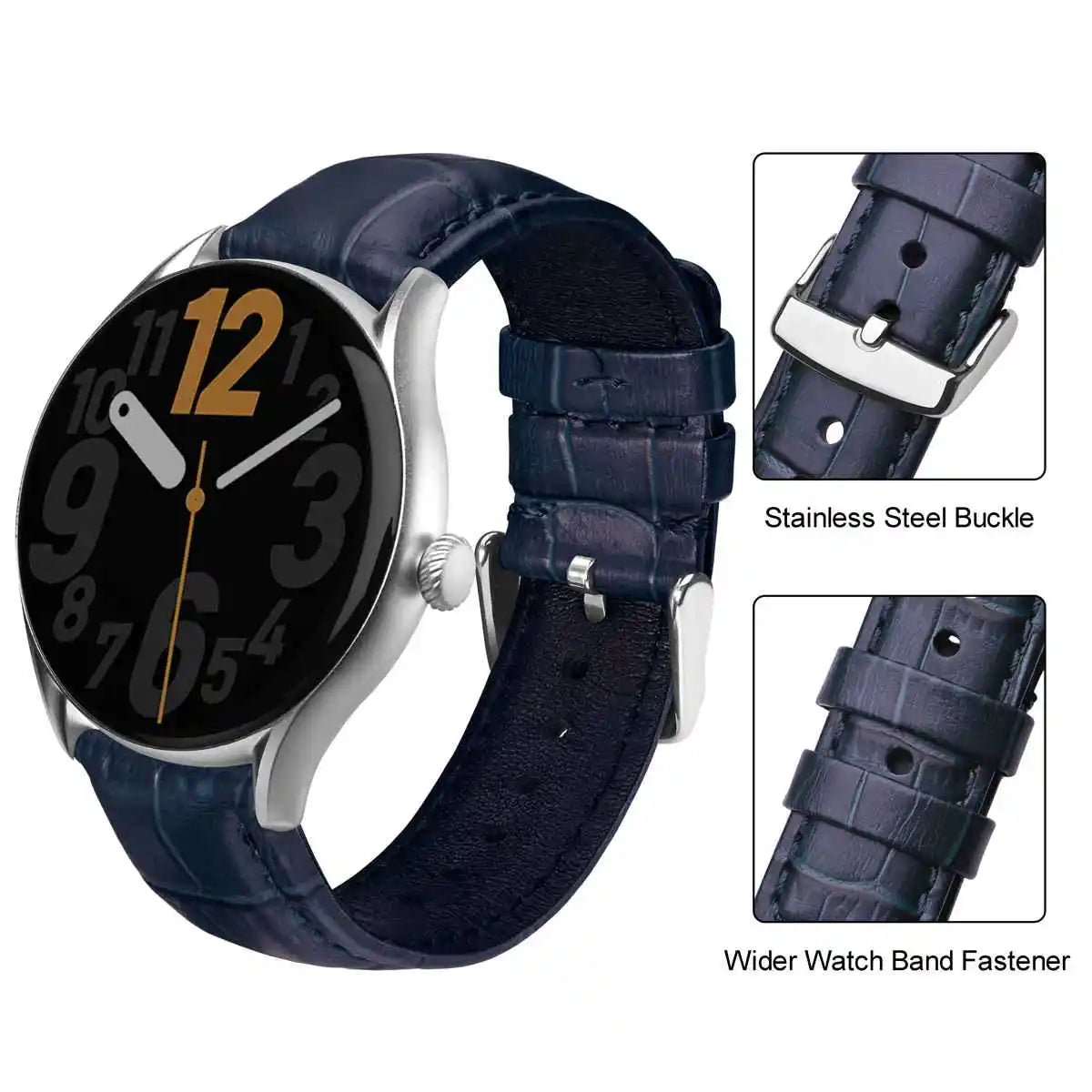 Quick Release Leather Watch Bands – 18mm/20mm/22mm/24mm Alligator Grain Calfskin Replacement Strap