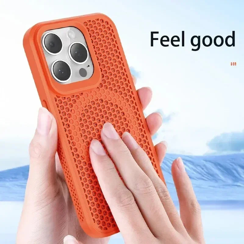 Cooling Phone Case for iPhone 17/16/15/14/13/12 Pro/Max – Breathable Hard Back, Magnetic MagSafe