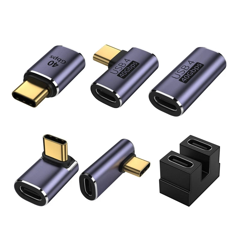 USB-C Right-Angle / U-Shape to USB-C Data & Power Adapter – 40Gbps Fast Data Transfer, Type-C to Type-C Charging Converter