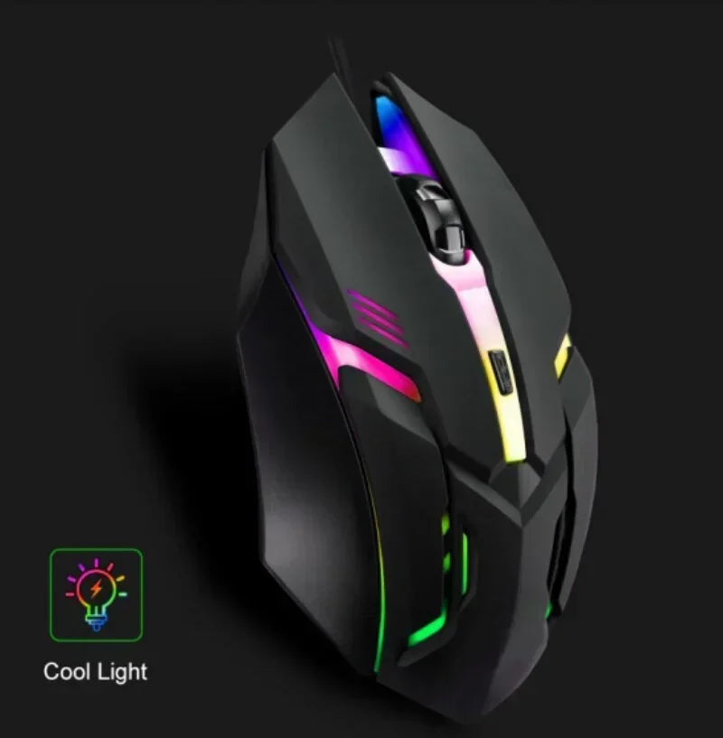 Ergonomic Wired Gaming Mouse — USB RGB Mause with LED Buttons, Silent for PC/Laptop