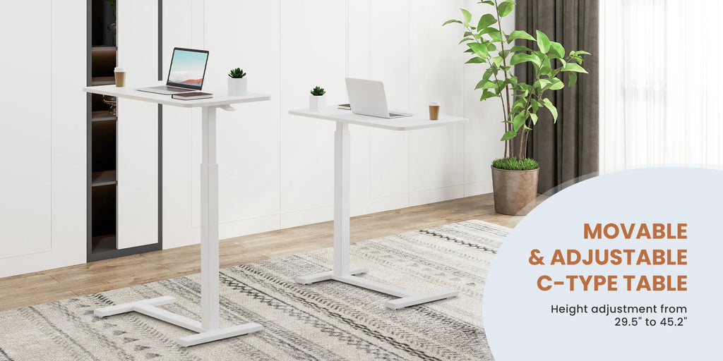 Height-Adjustable Overbed Table: Hidden Wheels & Laptop Desk