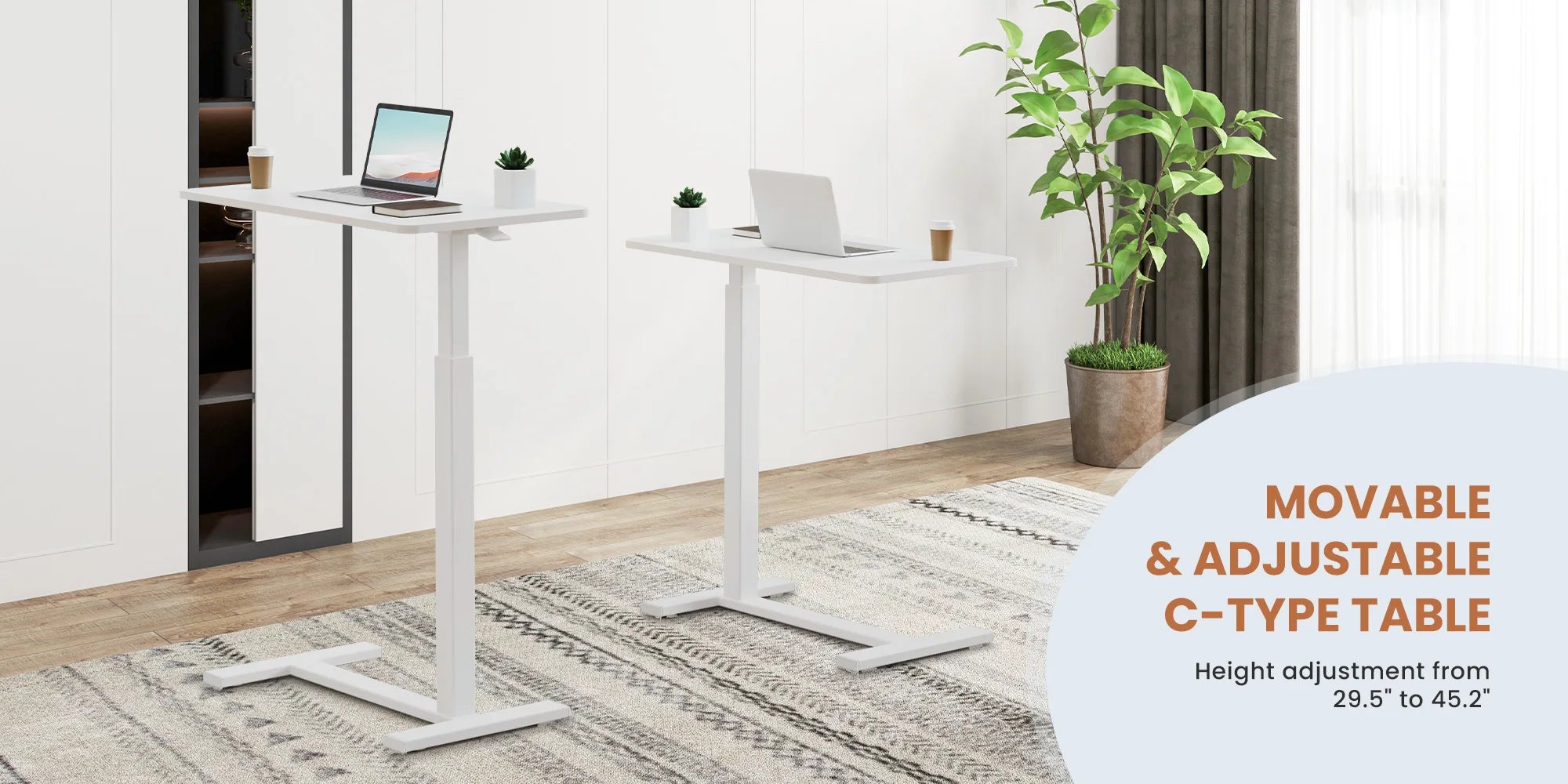 Height-Adjustable Overbed Table: Hidden Wheels & Laptop Desk
