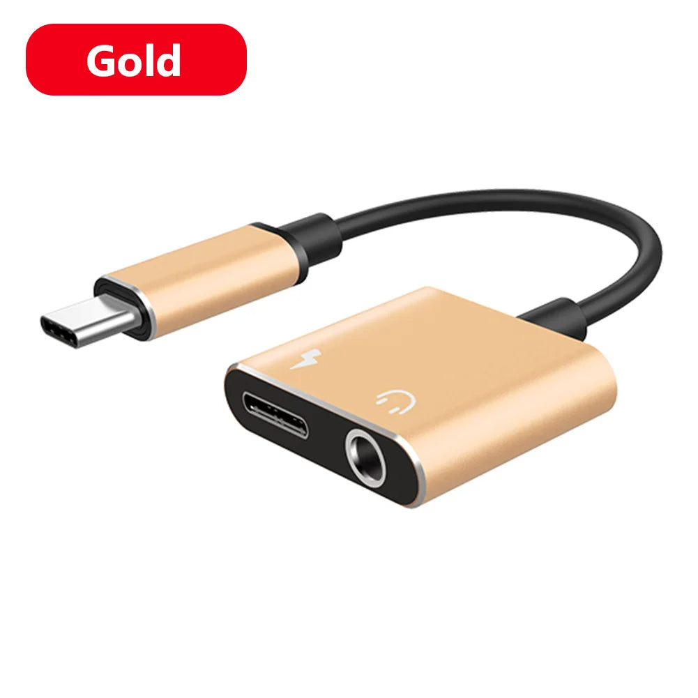 Type-C to 3.5mm Audio Converter – 2-in-1 USB-C Splitter for Headphones & AUX, Compatible with Xiaomi, Huawei, P Series