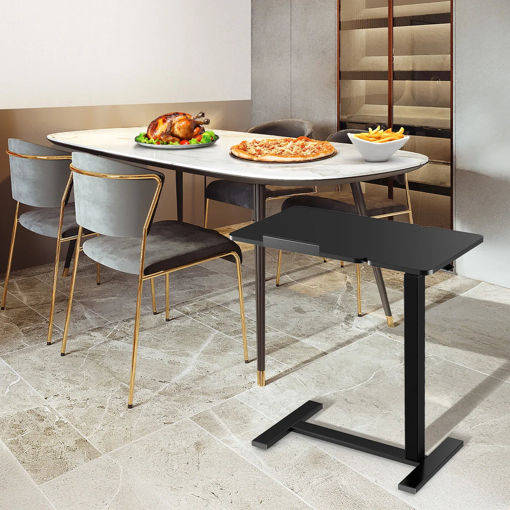 Height-Adjustable Overbed Table: Hidden Wheels & Laptop Desk