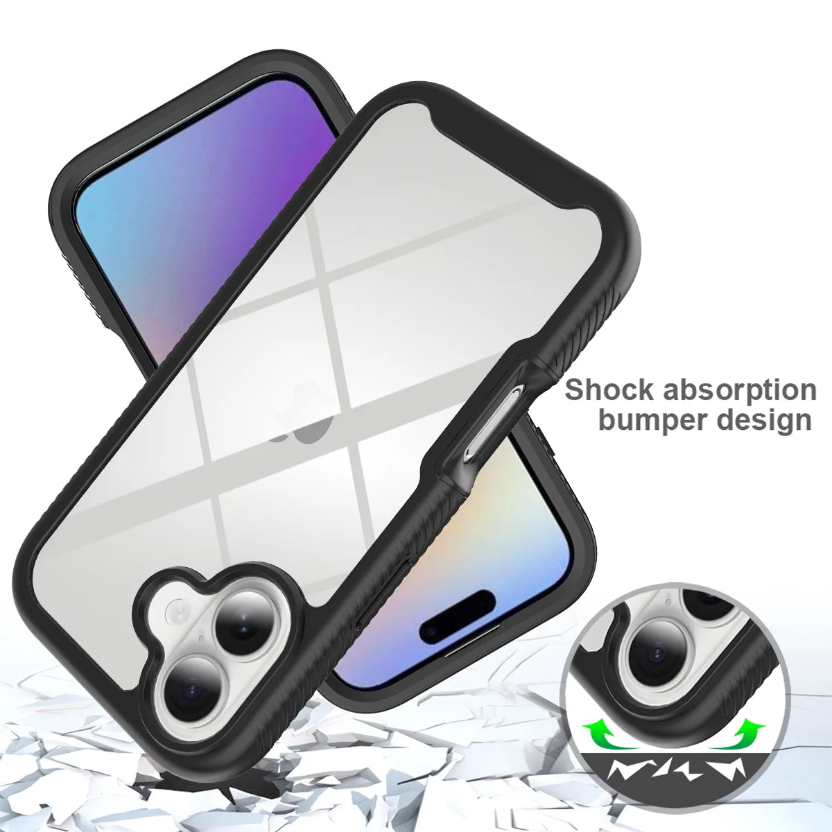 Clear Shock-Resistant Case for iPhone 17 with Integrated Screen Protector — Rugged Defender Shell for iPhone 17