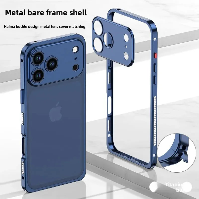Luxury Original-Color Rugged Aluminum Alloy Slim Frame Case for iPhone 17 Pro Max / 17 Pro / 17 Air – Heat Dissipation, Anti-Drop Protective Cover