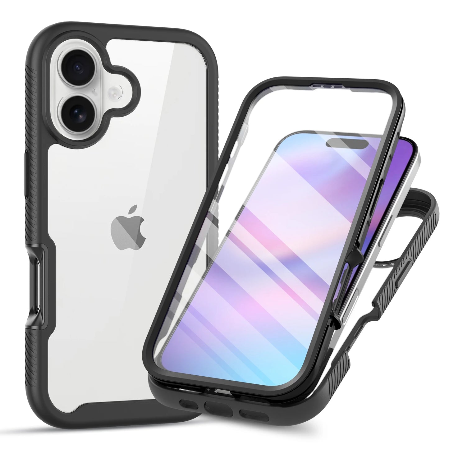 Clear Shock-Resistant Case for iPhone 17 with Integrated Screen Protector — Rugged Defender Shell for iPhone 17