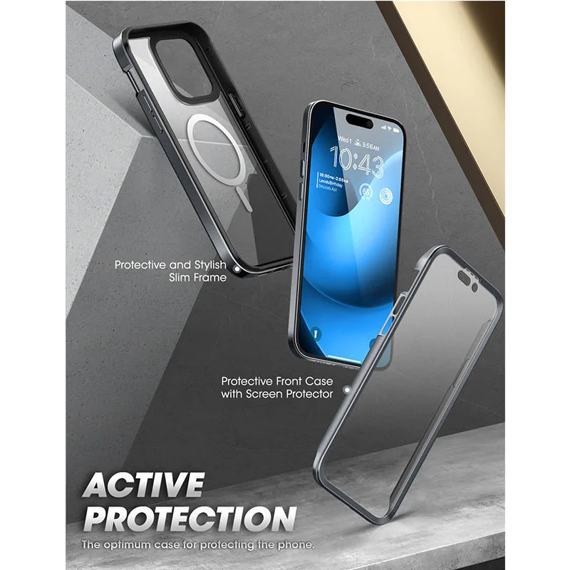 iPhone 14 Pro Case 6.1" (2022 Release) UB Edge Mag Slim Frame Clear Protective Case with Built-in Screen Protector