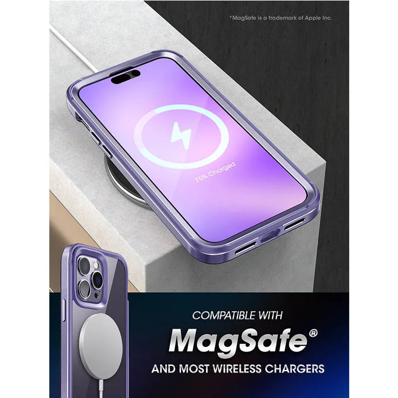 iPhone 14 Pro Case 6.1" (2022 Release) UB Edge Mag Slim Frame Clear Protective Case with Built-in Screen Protector