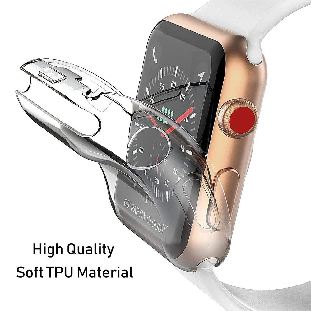 Silicone Bumper Case & Screen Protector for Apple Watch – 44mm/40mm/45mm/41mm/42mm/38mm, iWatch Series 3–9, SE, Non-Slip Guard