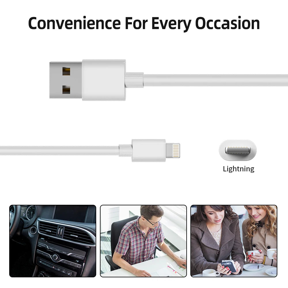 6-Pack 6ft Fast Charging USB to Lightning Cables Compatible with iPhones