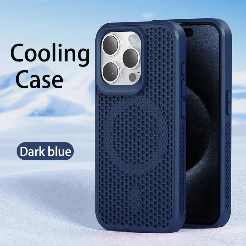 Cooling Phone Case for iPhone 17/16/15/14/13/12 Pro/Max – Breathable Hard Back, Magnetic MagSafe