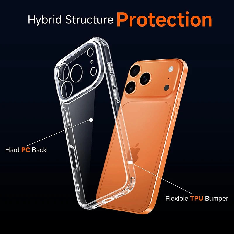 Hybrid Airbags Clear Case for iPhone 17 / 17 Pro 17 Pro Max 17 Air  — Transparent, Shockproof Protection