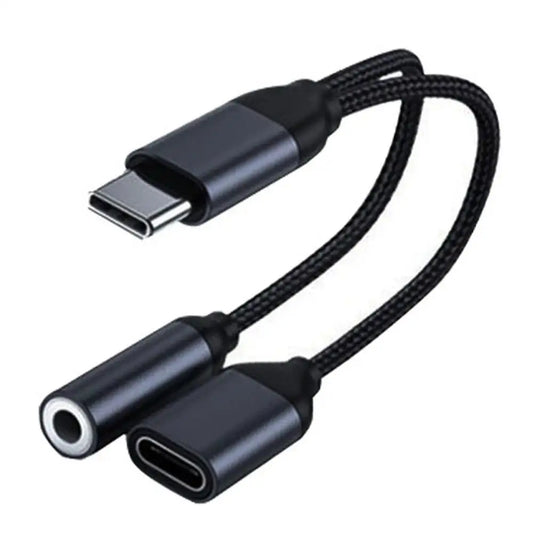2-in-1 USB-C Splitter Adapter | 3.5mm AUX Audio & Charging | Universal Headphone & Charge Converter