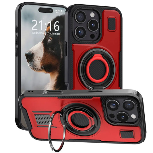 Red Hybrid Shockproof Phone Case for iPhone 16 / 16 Plus / 16 Pro / 16 Pro Max