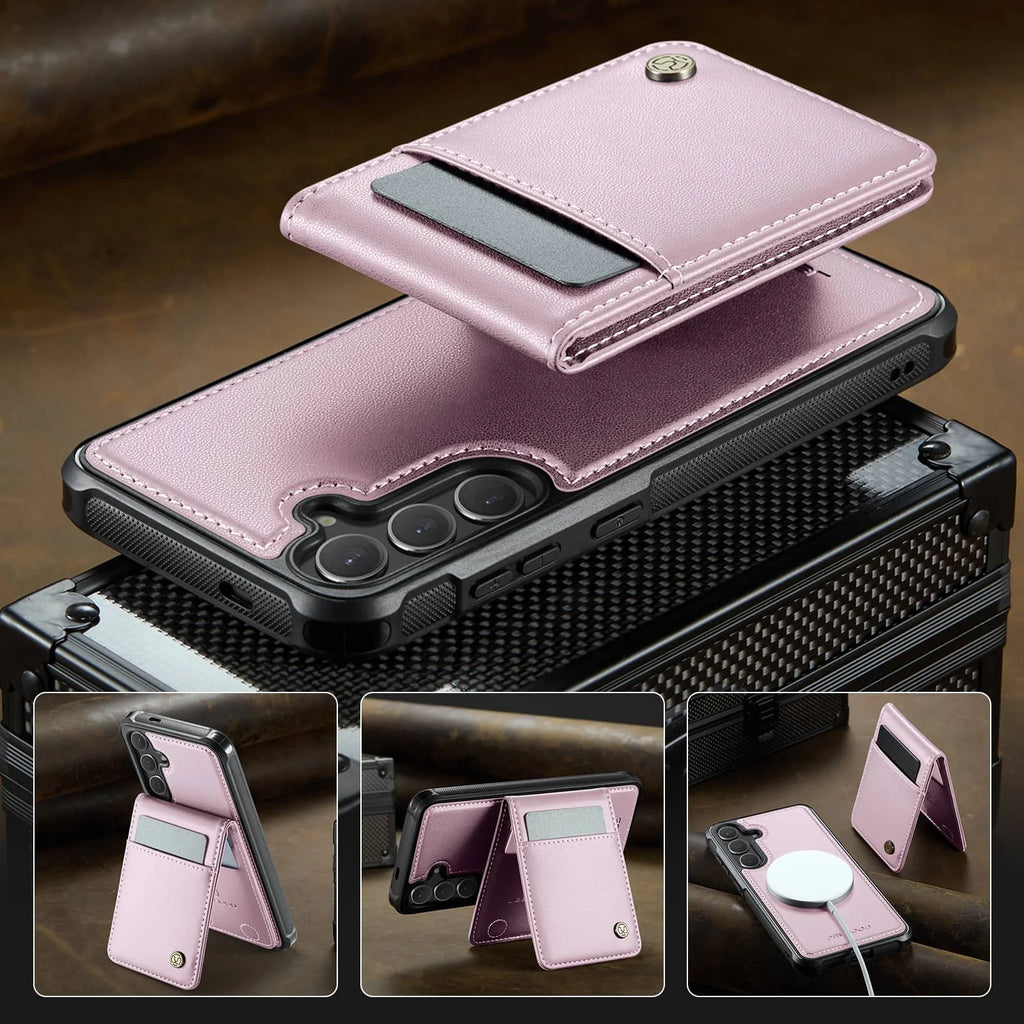 Samsung Galaxy S25/S24 Ultra Wallet Case with Detachable Magnetic Card Holder – 2-in-1 Kickstand Flip Cover with Credit Slots