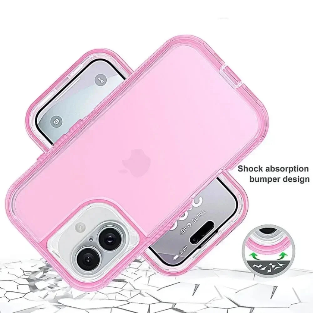 3-in-1 Hybrid Armor Phone Case for iPhone 16E/16/15/14/Plus/13/12/11 Pro Max | Shockproof Rugged Protection Cover