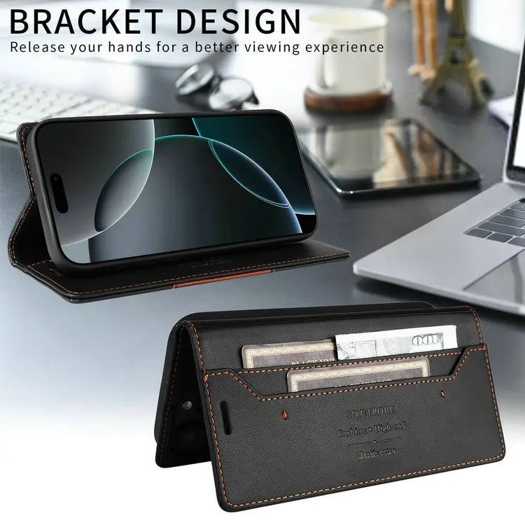 Premium Leather Book Case for iPhone 17 Pro/Pro Max/17 Air — RFID Wallet Cover, Luxury Coque Folio, 5G Protection, ProMax Wallet Fundas