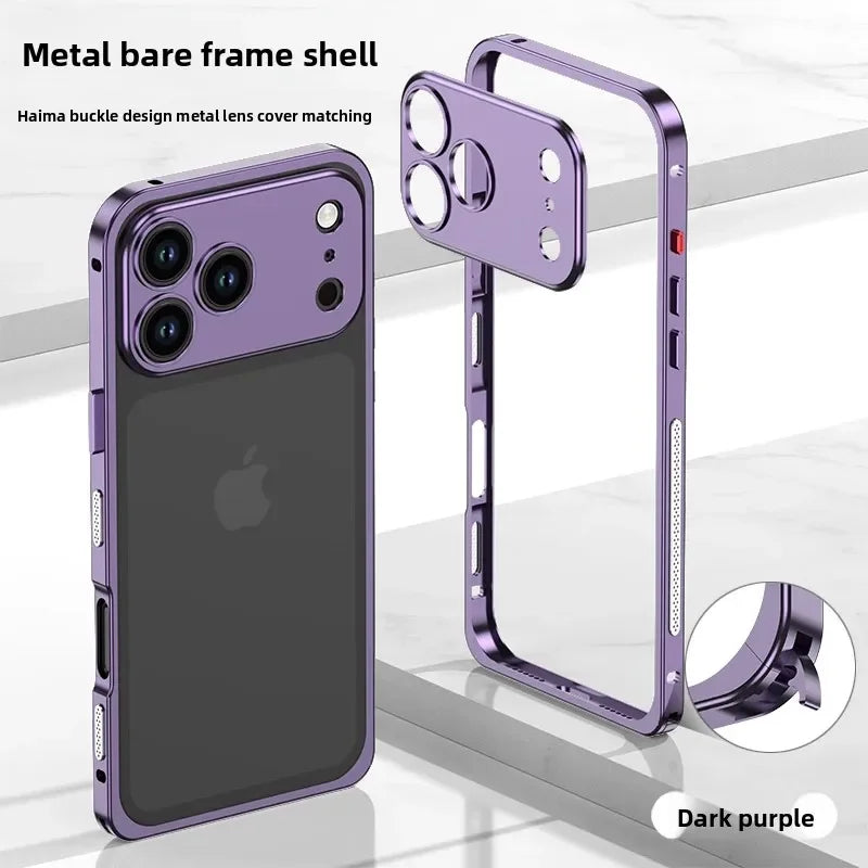 Luxury Original-Color Rugged Aluminum Alloy Slim Frame Case for iPhone 17 Pro Max / 17 Pro / 17 Air – Heat Dissipation, Anti-Drop Protective Cover