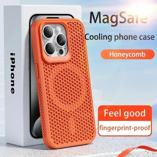 Cooling Phone Case for iPhone 17/16/15/14/13/12 Pro/Max – Breathable Hard Back, Magnetic MagSafe