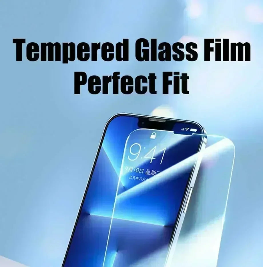 4 PCS Full Cover Tempered Glass For iPhone 11 12 13 14 15 Pro Max Screen Protector For iPhone X XR XS Max 7 8 6 Plus Glass Film