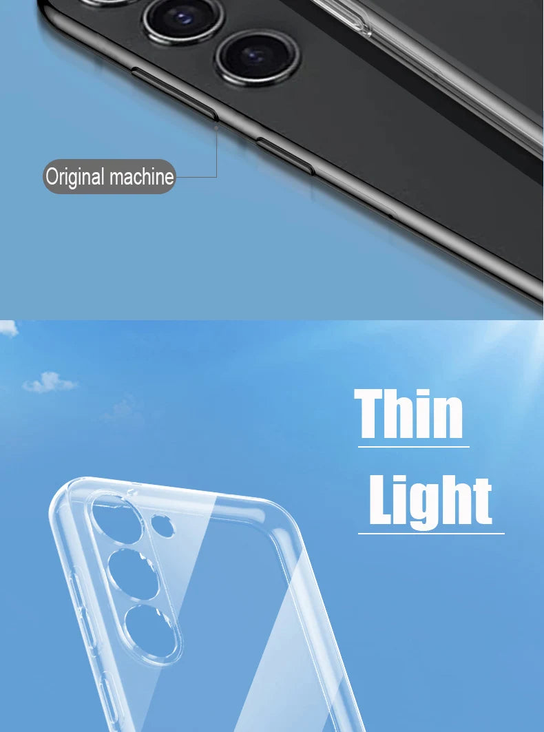 Clear Silicone Soft Phone Case for Samsung Galaxy S24 / S25 / S23 / S22 Ultra / S21+ – Fits S20 FE, S25 Edge, A07 / A17 / A56 / A36