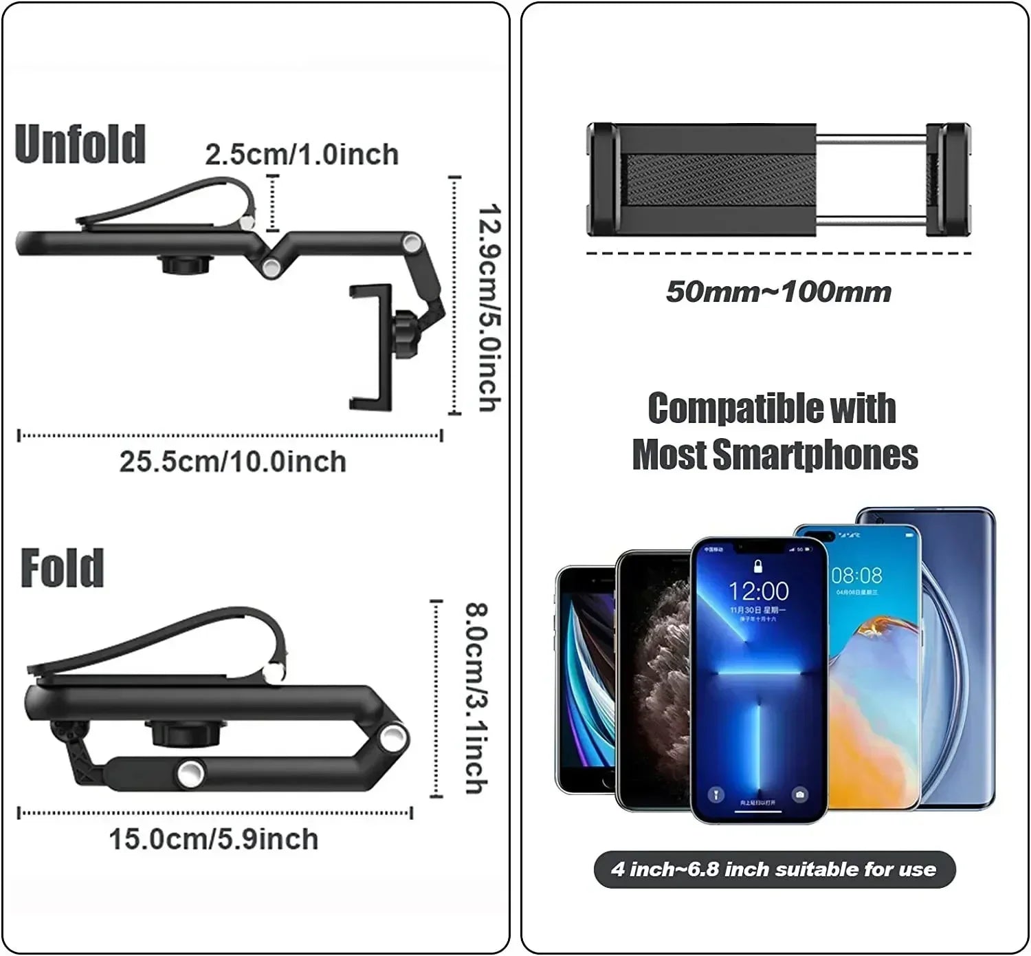360°-Rotating Sun Visor Car Phone Clip Holder – Installation-Friendly Bracket for GPS & Mobile Devices, Vehicle Mount