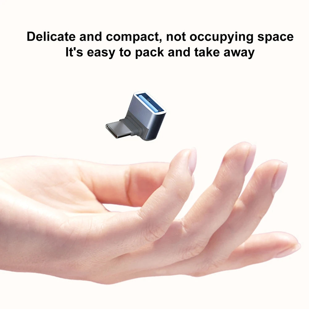 USB 3.1 to Type-C OTG Adapter – 90° Fast Charging & Data Converter, 10Gbps Computers and Phones
