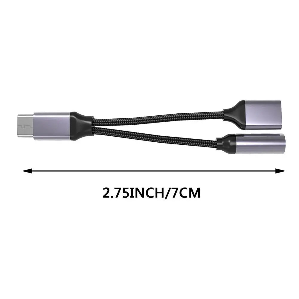 2-in-1 USB-C Splitter Adapter | 3.5mm AUX Audio & Charging | Universal Headphone & Charge Converter