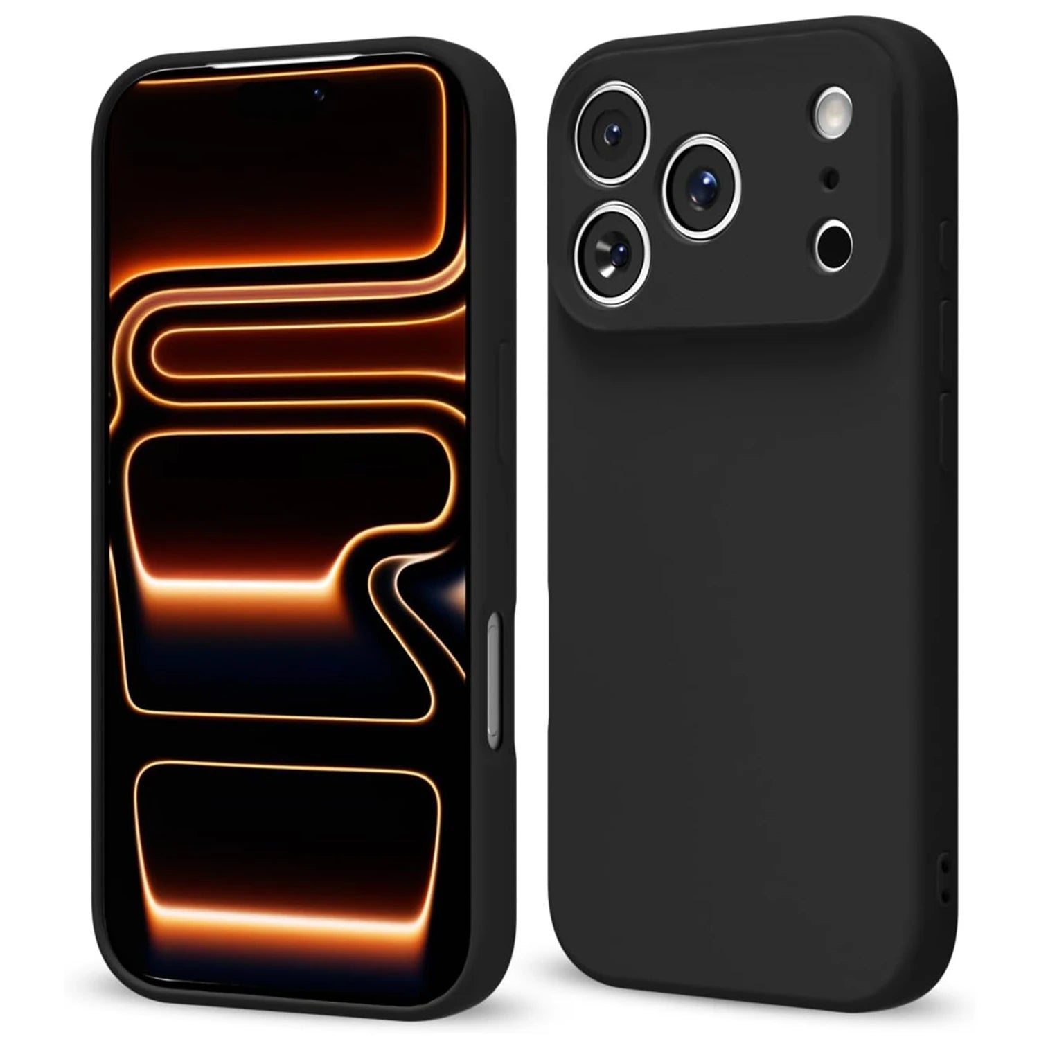 Luxury Full-Black Silicone Phone Case for iPhone 17 Pro Max / 17 Pro / 17 Pro Max – TPU Soft Back Cover