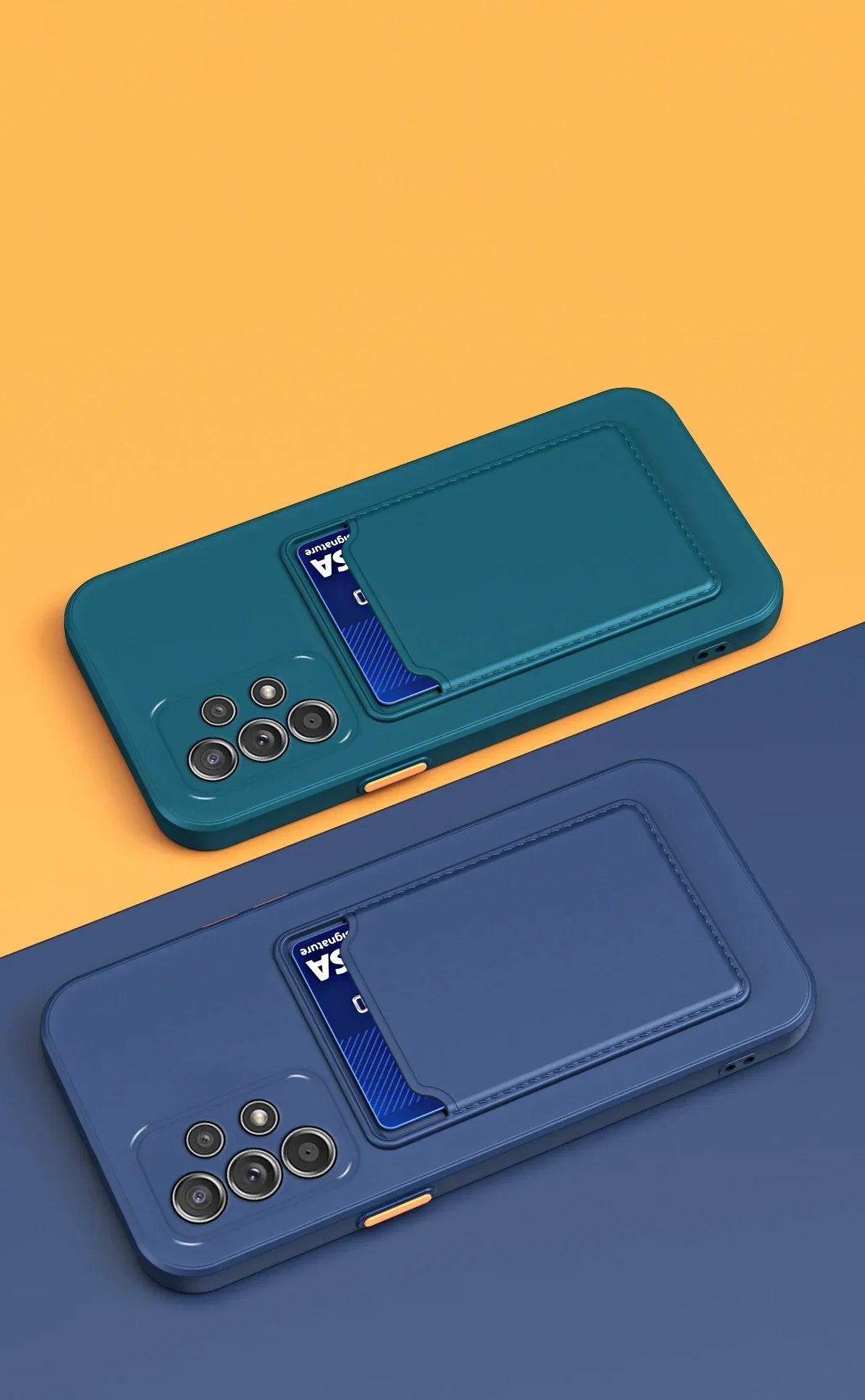 Soft Silicone Slot Wallet Card Holder Case for Samsung Galaxy (S24–S20 FE, Note20 Ultra, A51/A71/A54)