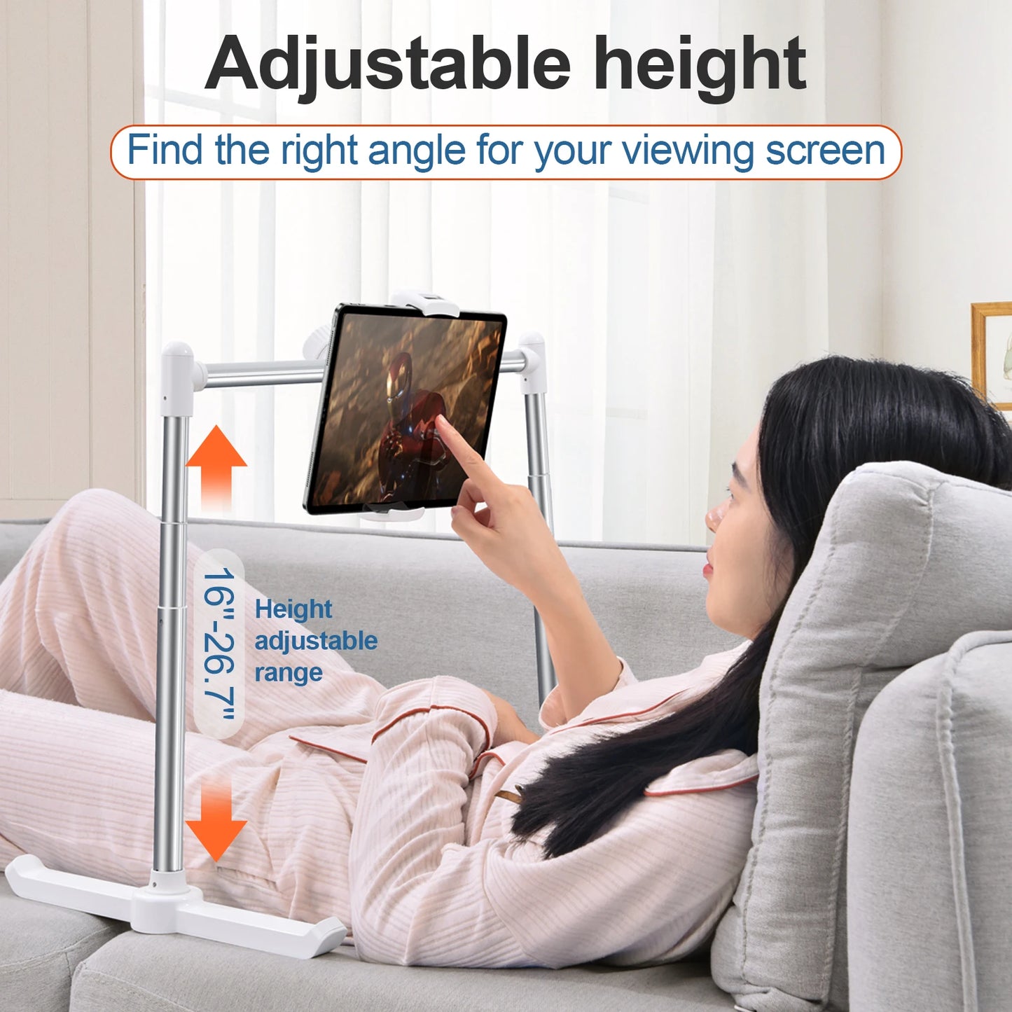 Foldable Bed & Sofa Phone & Tablet Holder – Adjustable Desktop Stand with Angle & Height, Lazy Bracket Clip