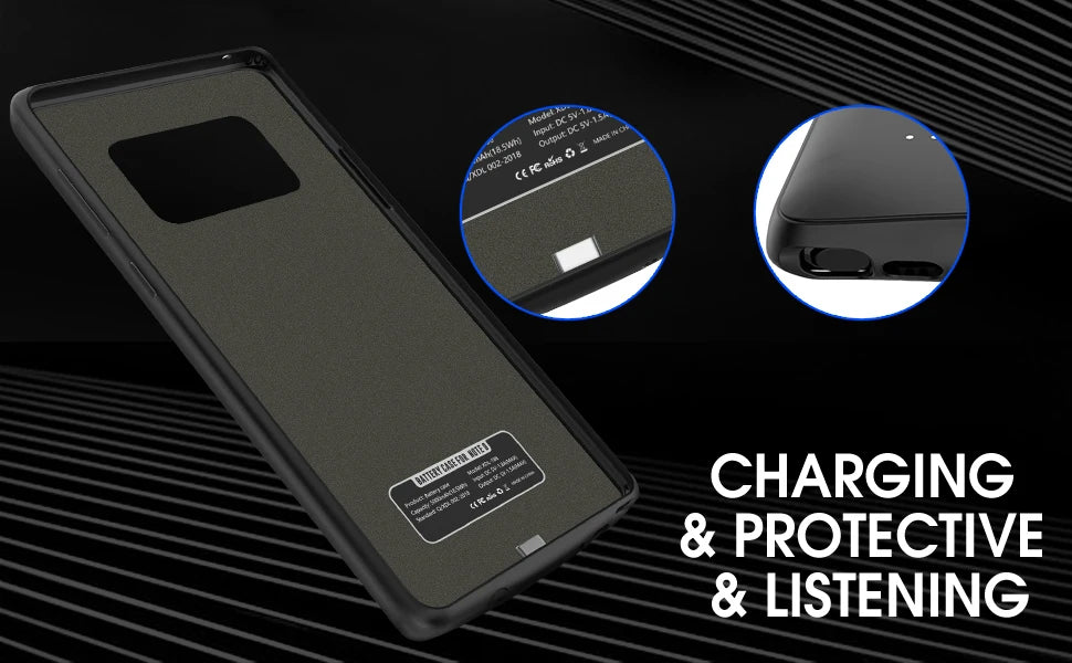 Samsung Galaxy Note 9 Battery Case 6500mAh – Wireless Power Bank Cover with Built-in Charger, Spare Battery Pack