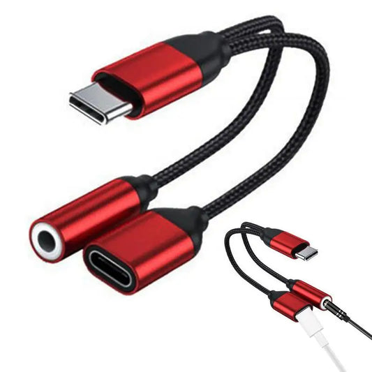 2-in-1 USB-C Splitter Adapter | 3.5mm AUX Audio & Charging | Universal Headphone & Charge Converter