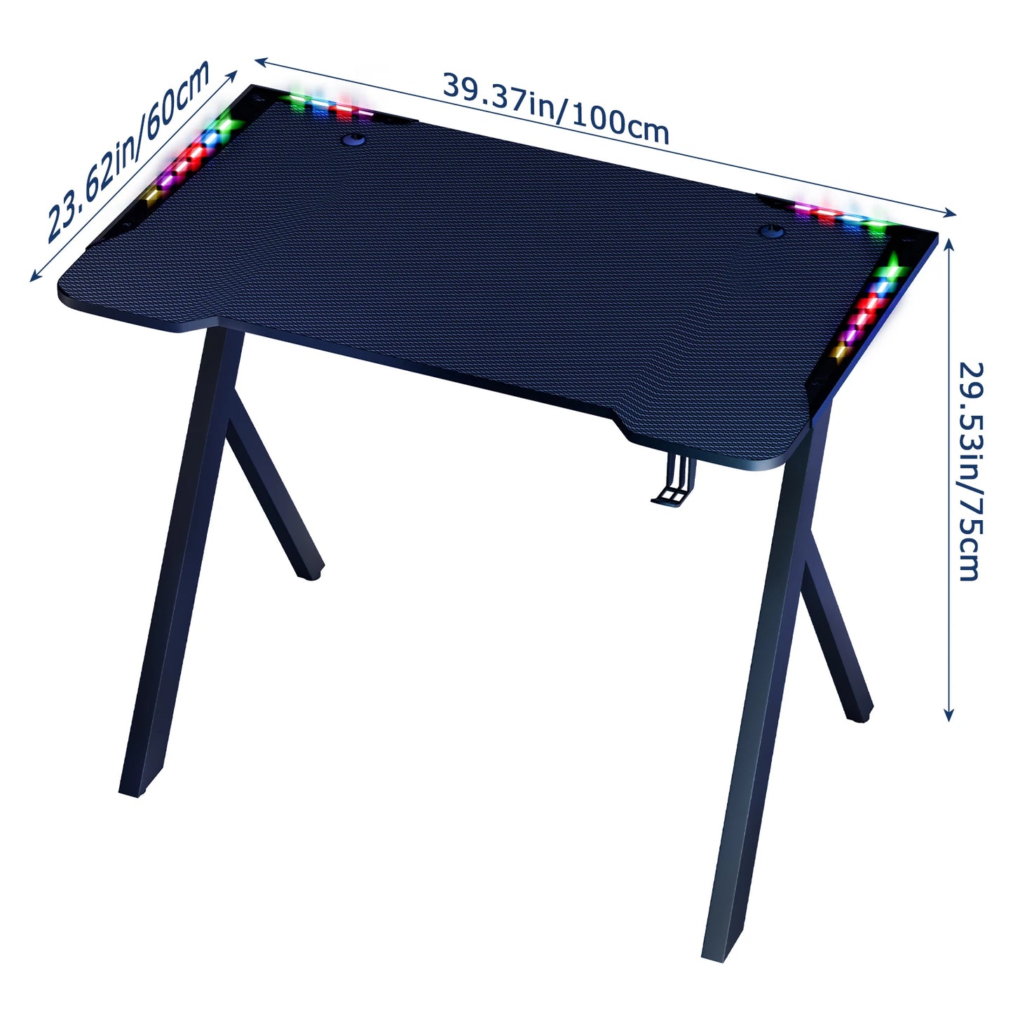 RGB Lighted Adjustable Gaming Desk – Large Standing Desk for Gaming/Work, and Home Office