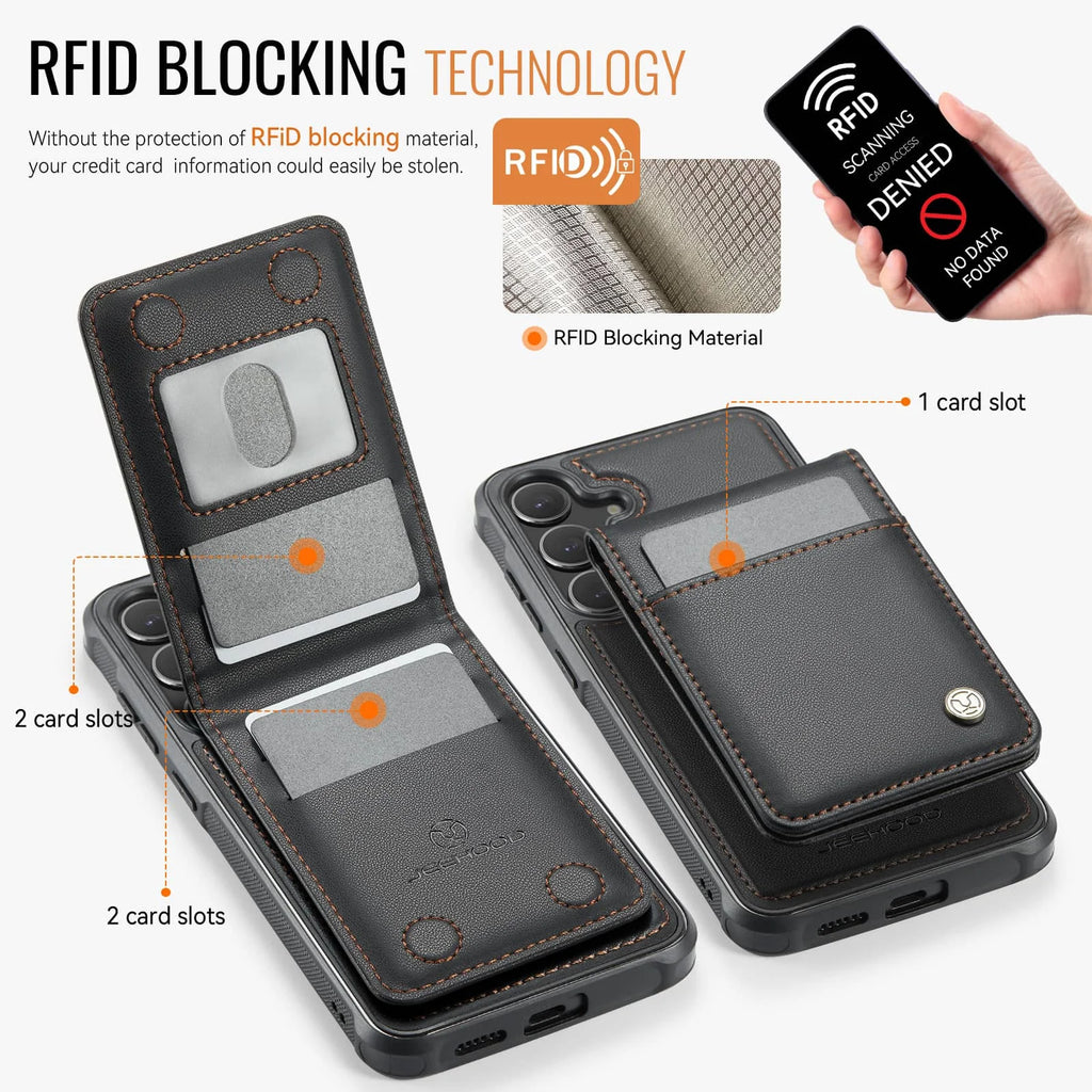 Samsung Galaxy S25/S24 Ultra Wallet Case with Detachable Magnetic Card Holder – 2-in-1 Kickstand Flip Cover with Credit Slots