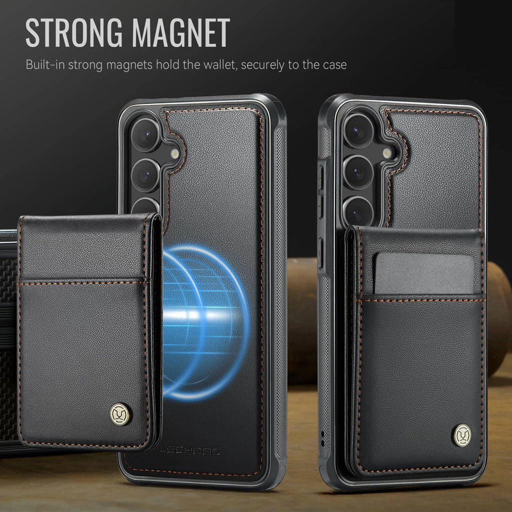 Samsung Galaxy S25/S24 Ultra Wallet Case with Detachable Magnetic Card Holder – 2-in-1 Kickstand Flip Cover with Credit Slots