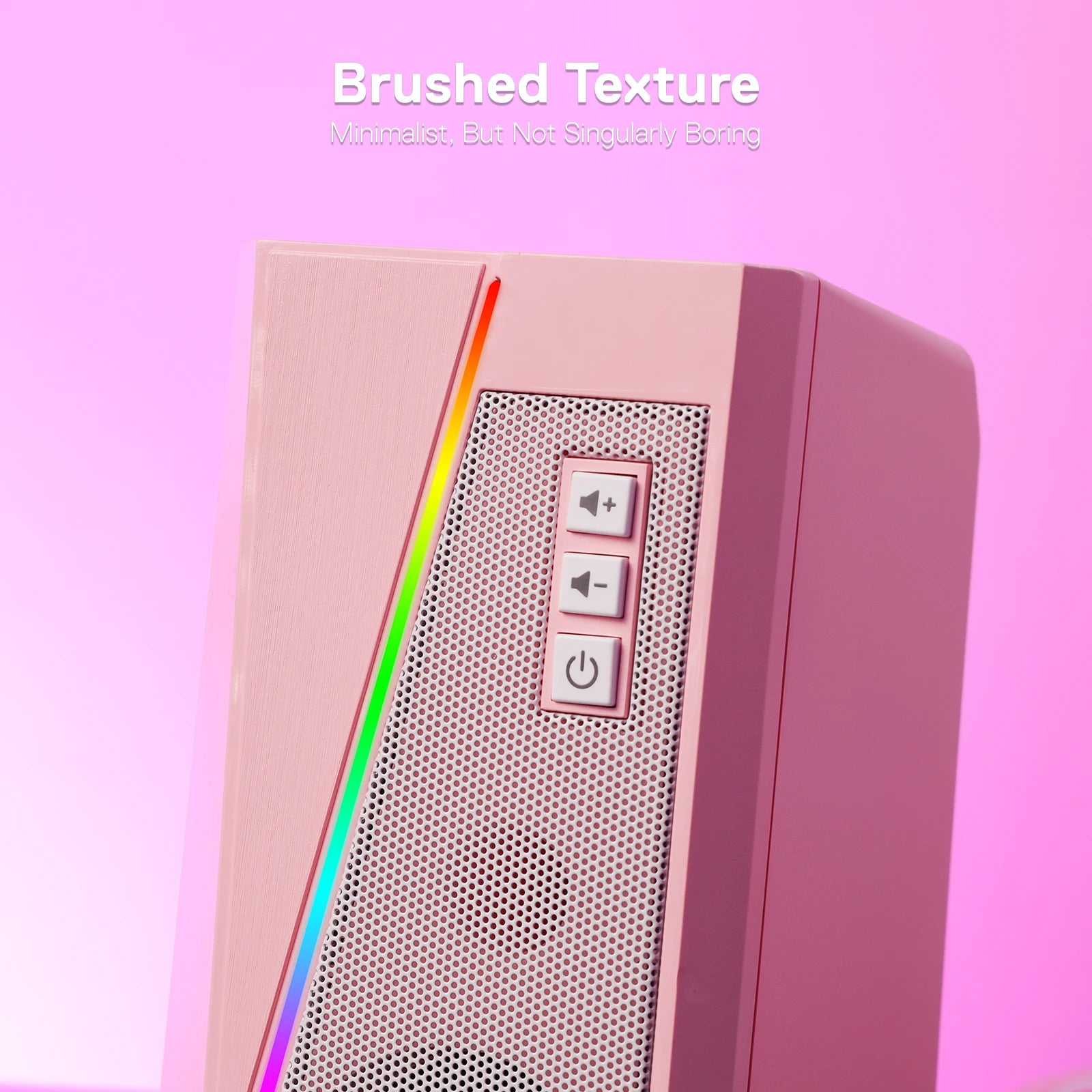 Redragon GS520 RGB PC Speakers – 2.0 Channel Desktop Audio with Six LED Modes, High-Quality Stereo Sound (White/Pink)