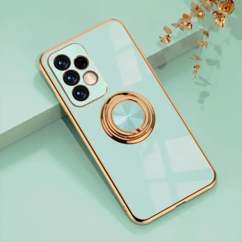 Plated Ring Holder Protective Case for Samsung Galaxy S25 Edge / S24/S23/S22/S21/S20 FE / Note 20 Ultra (Shockproof)