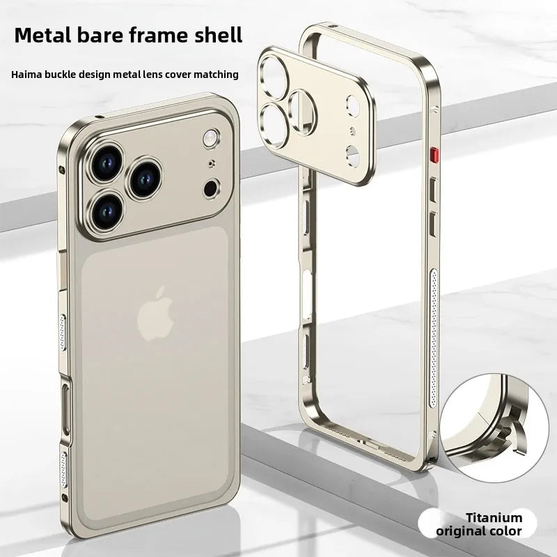 Luxury Original-Color Rugged Aluminum Alloy Slim Frame Case for iPhone 17 Pro Max / 17 Pro / 17 Air – Heat Dissipation, Anti-Drop Protective Cover