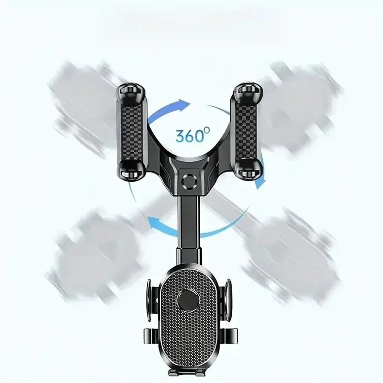 360° Rotating Car Phone Holder – Rearview Mirror Mount, Foldable GPS & Navigation Support, In-Car Mobile Bracket