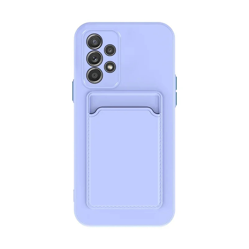 Soft Silicone Slot Wallet Card Holder Case for Samsung Galaxy (S24–S20 FE, Note20 Ultra, A51/A71/A54)