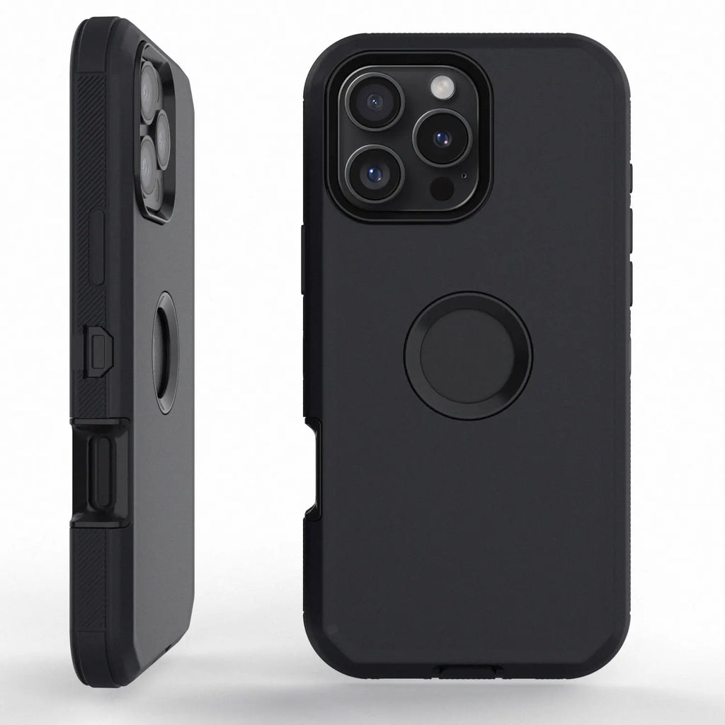 Black Heavy Duty Shockproof Phone Case for iPhone 16 Pro Max / 16 Plus / 16 Pro