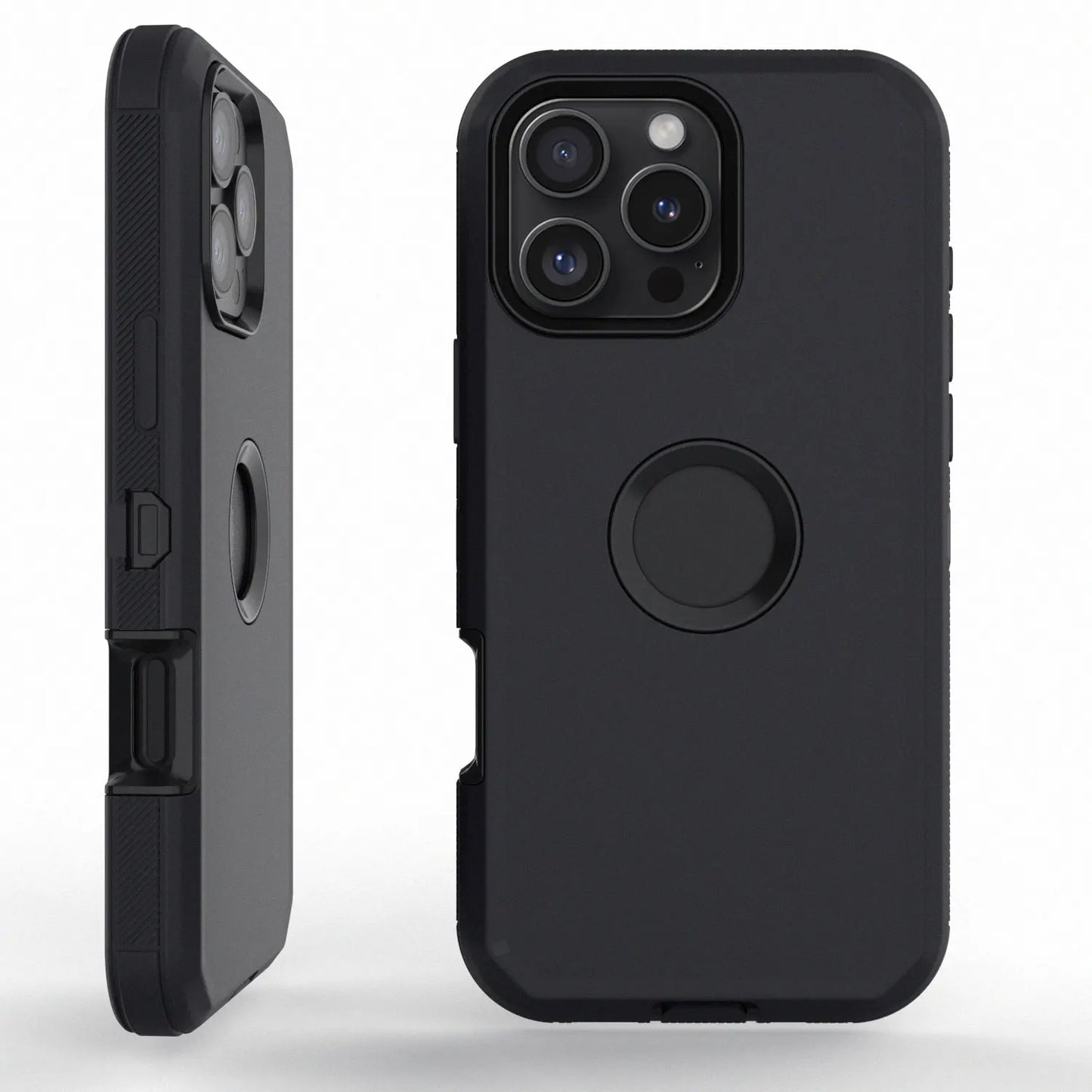 Black Heavy Duty Shockproof Phone Case for iPhone 16 Pro Max / 16 Plus / 16 Pro